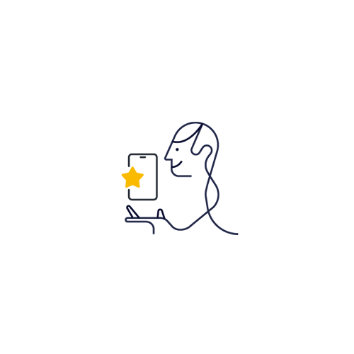 Illustration. Person håller i en telefon