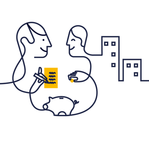 Avtal signeras mellan styrelsemedlem och fastighetsförvaltare. Illustration.