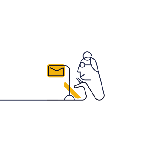 Människa som mejlar. Illustration.