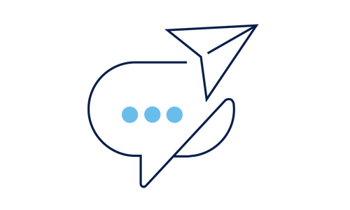 Illustration. Pratbubbla med skicka-symbolen.