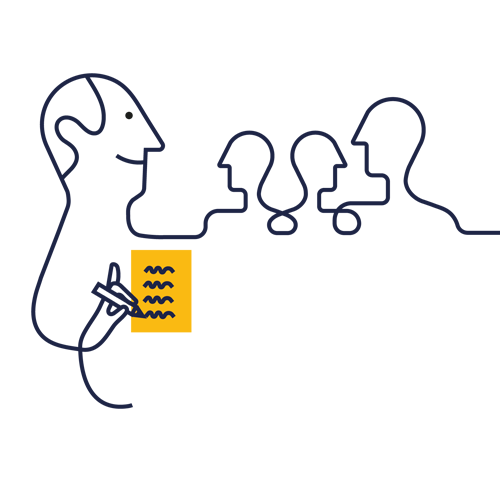 Fyra människor har styrelsemöte i brf. Illustration,