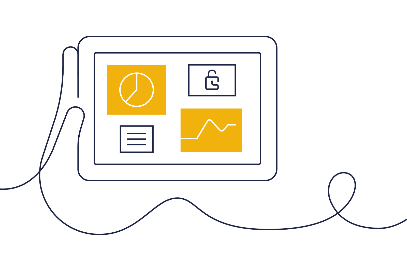 Surfplatta. Illustration.