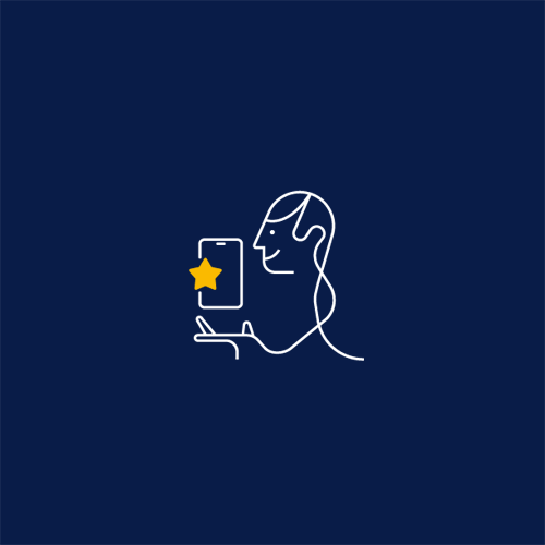 Illustration. Person håller i en telefon