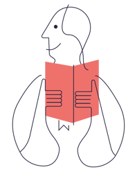 Illustration. Läsande person.