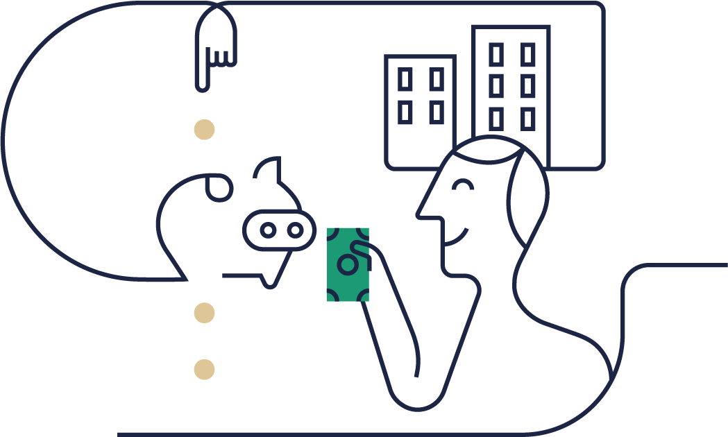 Nöjd styrelsemedlem som har en brf med bra ekonomi. Illustration.